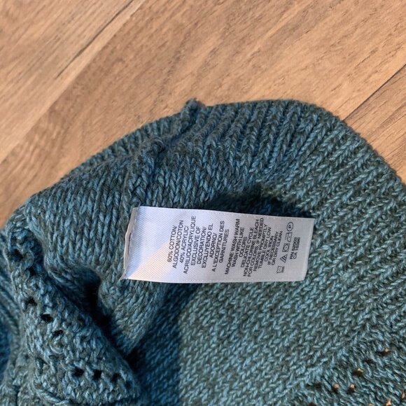 NWT DKNY Cable Knit Cardigan Blue Teal size XS embroidered flowers Y2k 90’s VTG - Picture 5 of 6